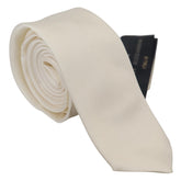 Daniele Alessandrini Off White Silk Men Necktie Adjustable Accessory Tie